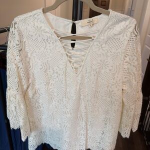 Cato Cream Floral Lace Blouse